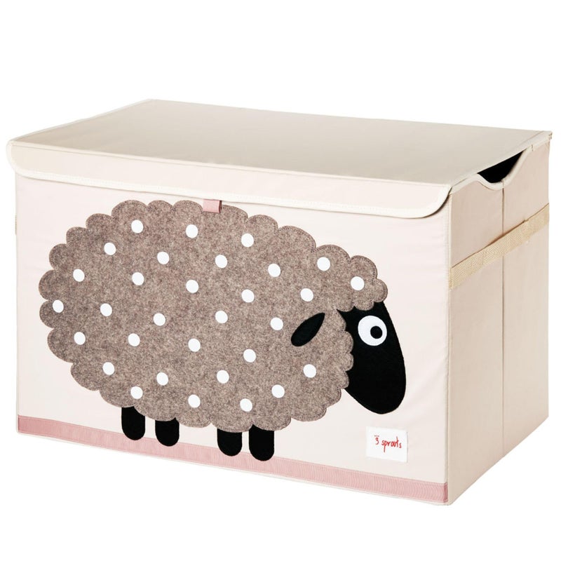 3 Sprouts Large Toy Chest for Kids with Lid and Handles - Collapsible Toy Storage Bin/Trunk/Box/Basket Organizer for Boys & Girls Playroom, Nursery, Sheep - Image 1